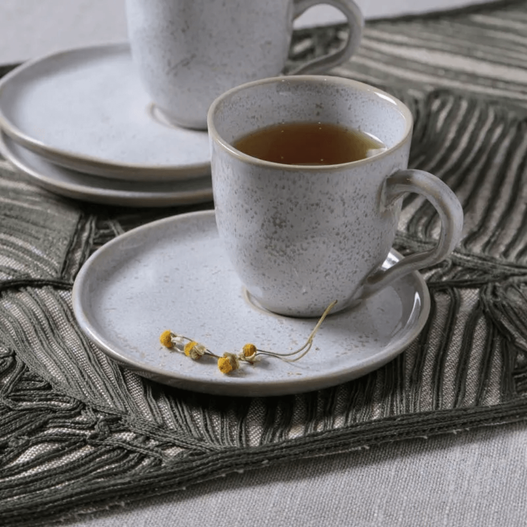 Jogo 6 Xícaras de Chá com Pires Bio Latte Descentralizado 170ml - Ela Decora