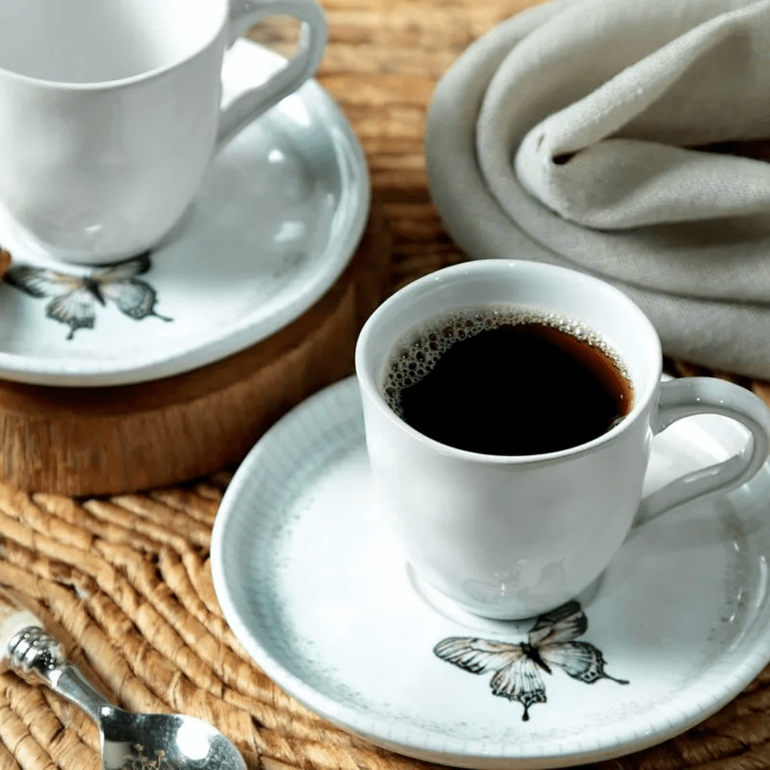 Jogo 6 Xícaras de Chá com Pires Bio Refúgio 170ml - Ela Decora