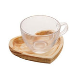 Jogo 6 Xicaras de Chá com Pires Coração Madeira Pinus 190ml - Ela Decora