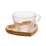 Jogo 6 Xicaras de Chá com Pires Coração Madeira Pinus 190ml - Ela Decora