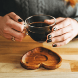 Jogo 6 Xícaras de Chá Com Prato Madeira Liptus Coração 190ml - Ela Decora