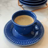 Jogo 6 Xícaras de Chá Frisada Azul 200ml - Ela Decora