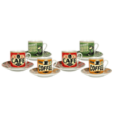 Jogo 6 Xicaras Diner para Café com Pires Porcelana Sortido 80ml - Ela Decora