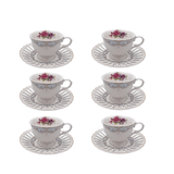 Jogo 6 Xícaras para Café com Pires Mon Cheri New Bone Branco 80ml - Ela Decora