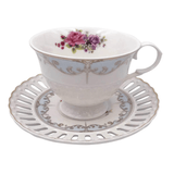 Jogo 6 Xícaras para Chá com Pires Mon Cheri New Bone Branco 220ml - Ela Decora