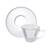 Jogo 6 Xicaras para Chá Graffiato de Vidro com Borda Dourada 260ml - Ela Decora