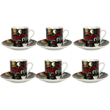 Jogo 6 Xicaras Start para Café com Pires com Pires Porcelana Preto 80ml - Ela Decora
