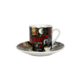 Jogo 6 Xicaras Start para Café com Pires com Pires Porcelana Preto 80ml - Ela Decora