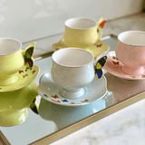 Jogo 8 Peças para Chá Papilon com Borda Dourada 200ml - Ela Decora