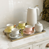 Jogo 8 Peças para Chá Papilon com Borda Dourada 200ml - Ela Decora