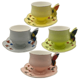 Jogo 8 Peças para Chá Papilon com Borda Dourada 200ml - Ela Decora