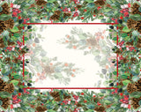 Jogo Americano Natal Arbusto Pinha Branco 45cm x 35cm - Ela Decora