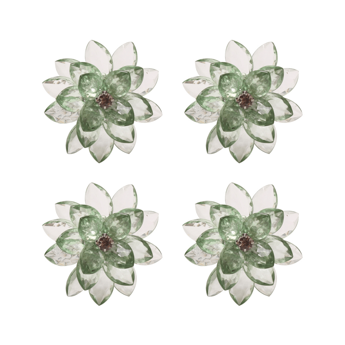 Jogo Anéis Porta Guardanapo Flor de Lótus Verde em Plástico - 4 peças - Ela Decora