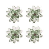 Jogo Anéis Porta Guardanapo Flor de Lótus Verde em Plástico - 4 peças - Ela Decora