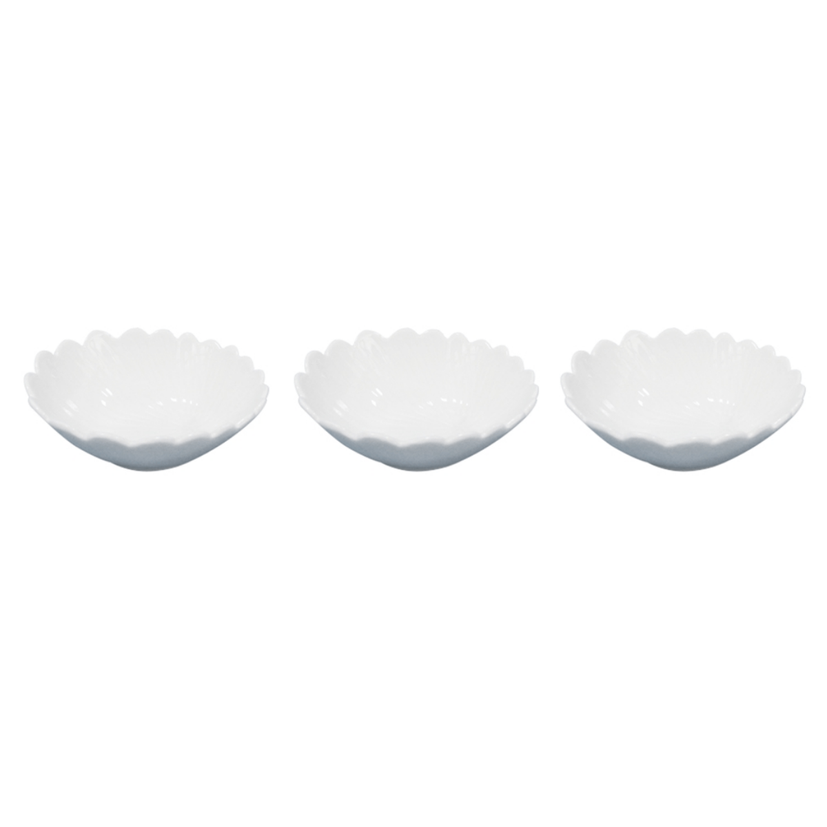 Jogo de 3 Bowls em Porcelana Formato Flor Branco - 11,4 cm - Ela Decora