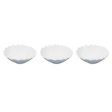 Jogo de 3 Bowls em Porcelana Formato Flor Branco - 11,4 cm - Ela Decora