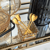 Jogo de 4 Colheres Aço Inox para Chá Heart Coração Dourado - 12,7 cm - Ela Decora