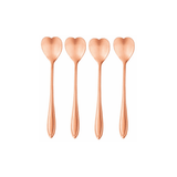 Jogo de 4 Colheres Aço Inox para Chá Heart Coração Rose Gold - 12,7 cm - Ela Decora