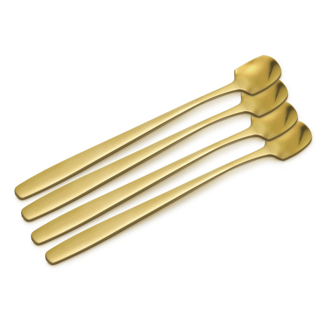 Jogo de 4 Colheres para Café Aço Inox Dourada 15cm - Ela Decora