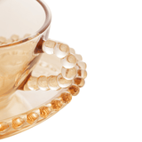 Jogo de 4 Xícaras de Café Cristal com Pires Coração Pearl Âmbar - 85 ml - Ela Decora