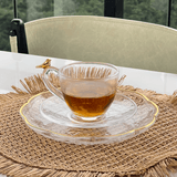 Jogo de 4 Xícaras de Chá com Pires Golden Bird - 180ml - Ela Decora