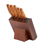 Jogo De 5 Facas Hanzzo Wood em Aço Inox Lâmina Preta - Ela Decora