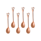 Jogo de 6 Colheres Romantique Cabo Coração em Aço Inox Rose Gold - Ela Decora