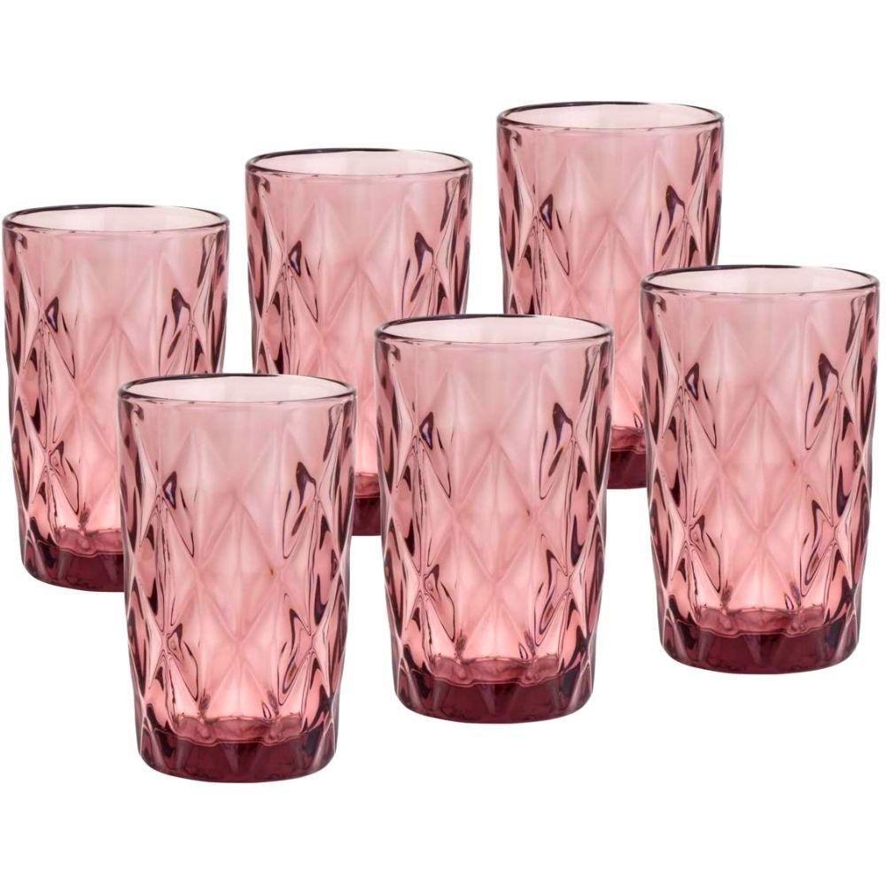 Jogo de 6 Copos de Vidro Marsala 340ml - Ela Decora