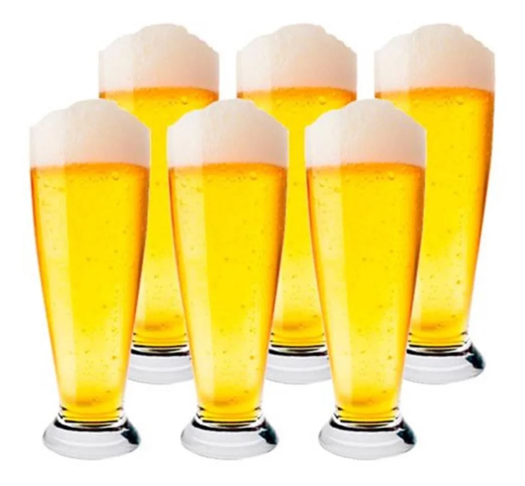 Jogo de 6 Copos Pilsner em Cristal 300ml - Ela Decora