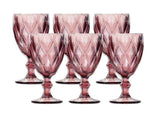 Jogo de 6 Taças de Água Diamond de Vidro Marsala 210ml - Ela Decora