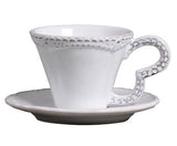 Jogo de 6 Xicaras com Píres Rendada Provence Branca 200ml - Ela Decora