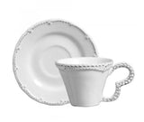 Jogo de 6 Xicaras com Píres Rendada Provence Branca 200ml - Ela Decora