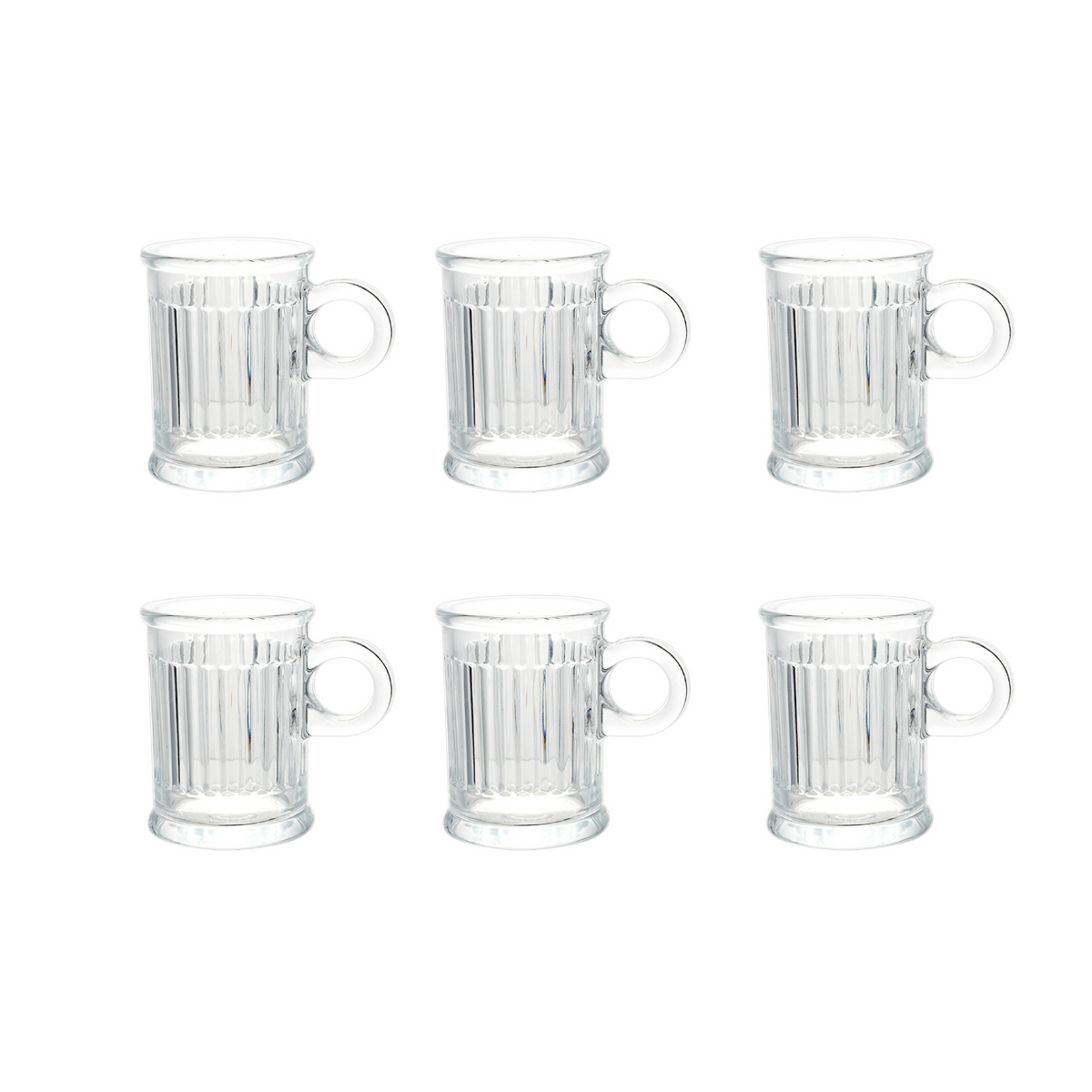 Jogo de 6 Xícaras de Café Coffee Time em Cristal - 85ml - Ela Decora