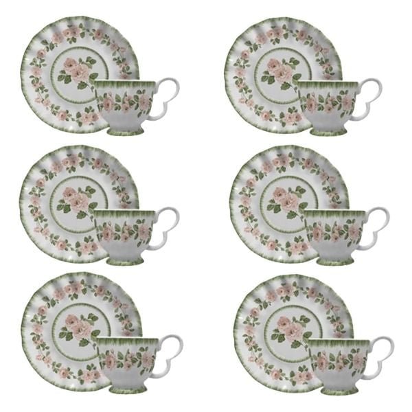 Jogo de 6 Xicaras de Chá com Píres Rosier 215ml - Ela Decora