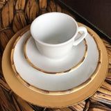 Jogo de 6 Xicaras para Café com Pires em Bambu Branco 100ml - Ela Decora