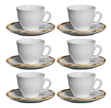 Jogo de 6 Xicaras para Café com Pires em Bambu Branco 100ml - Ela Decora