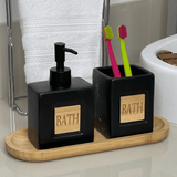 Jogo de Banheiro Bath Preto 2 Peças - Ela Decora