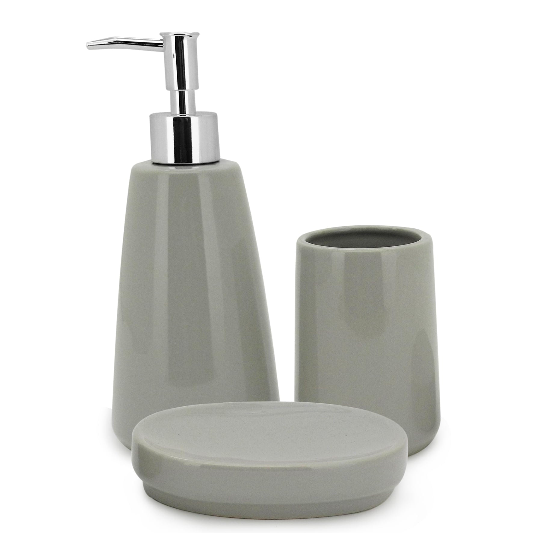 Jogo de Banheiro Pale Cinza 3 Peças - Ela Decora