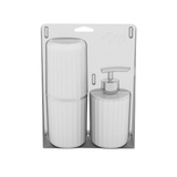 Jogo De Banheiro Porta Escova e Porta Sabonete Liquido Groove Branco - Ela Decora