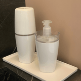 Jogo De Banheiro Porta Escova e Porta Sabonete Liquido Tule Branco - Ela Decora