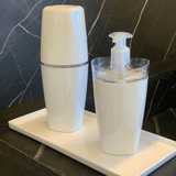 Jogo De Banheiro Porta Escova e Porta Sabonete Liquido Tule Branco - Ela Decora