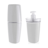 Jogo De Banheiro Porta Escova e Porta Sabonete Liquido Tule Branco - Ela Decora