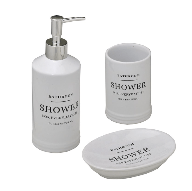 Jogo de Banheiro Shower Branco 3 Peças - Ela Decora