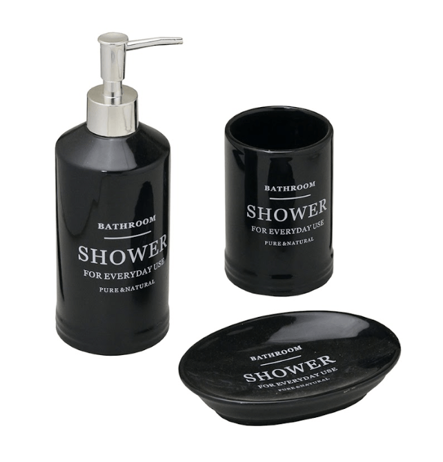 Jogo de Banheiro Shower Preto 3 Peças - Ela Decora