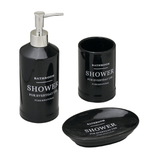 Jogo de Banheiro Shower Preto 3 Peças - Ela Decora