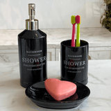 Jogo de Banheiro Shower Preto 3 Peças - Ela Decora