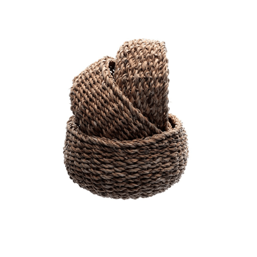 Jogo de Cesta Redonda em Fibra Natural 3 Peças - Ela Decora