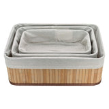 Jogo de Cestos Organizadores em Bambu 3 Peças - Ela Decora