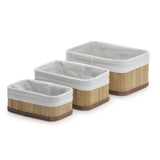 Jogo de Cestos Organizadores em Bambu 3 Peças - Ela Decora