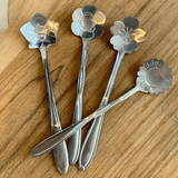 Jogo de Colheres em Aço Inox Estilo Flor 4 Peças - Ela Decora